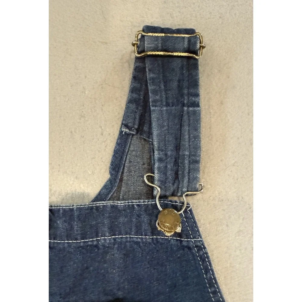 VTG Big Yank Denim Overalls 38x30 USA Made 70s Workwear Red Stitch Button fly - Picture 7 of 14